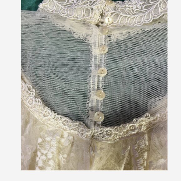 Jessica McClintock Victorian Blouse Women's Size 7/8 Antique White Back Buttons - Picture 4 of 6